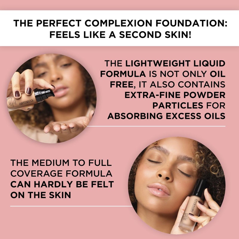 ARTDECO Perfect Teint Foundation - Olive Beige NÂ°56 - Lightweight Liquid Formula - Medium to Full Coverage - Without Mask-Like Effect - Conceals Imperfections - Vegan Makeup - Hyaluron - 0.67 Fl Oz - Image 4